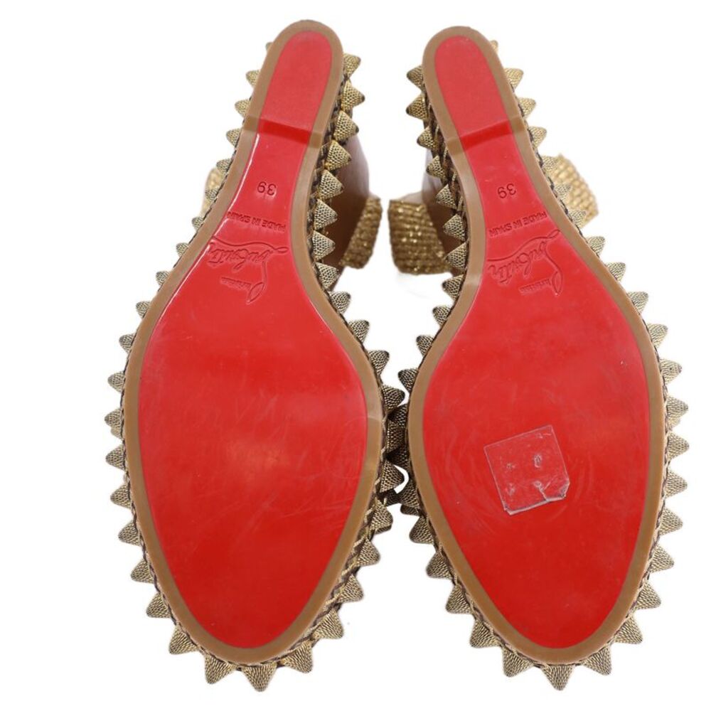 Christian Louboutin Cordorella Spiked Wedge Shoes in Brown Leather - Picture 5 of 7